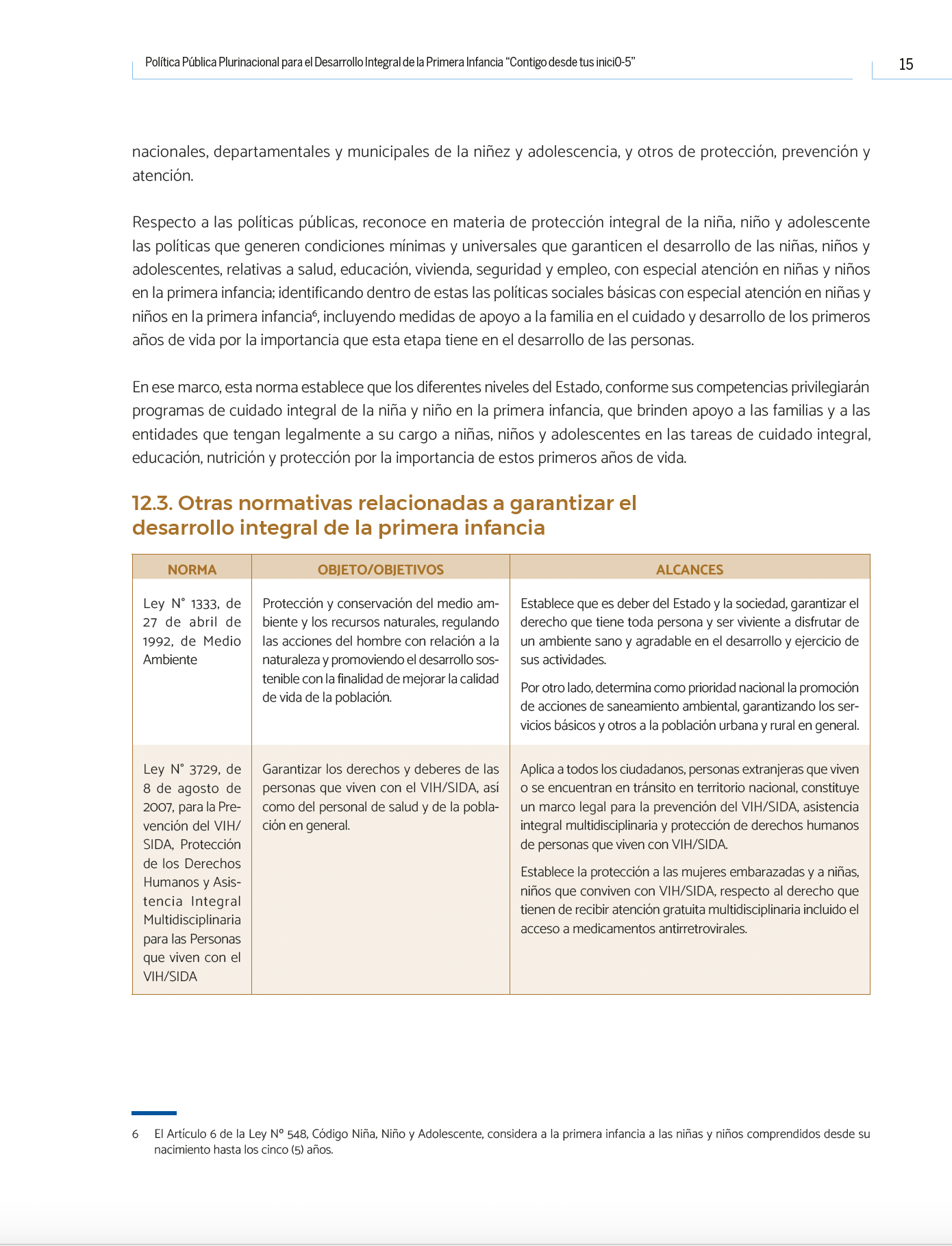 Política Pública Plurinacional para el Desarrollo Integral de La Primera Infancia